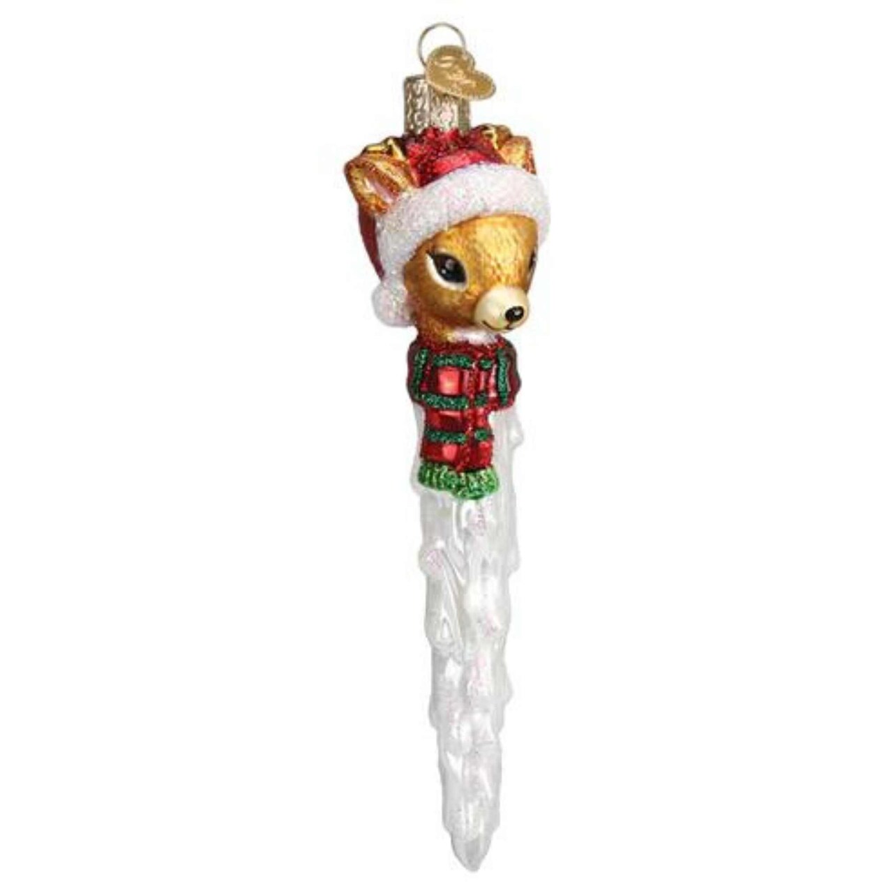 Old World Christmas 6.0 Inch Reindeer Icicle Tree Ornament , Ornament Santa Hat